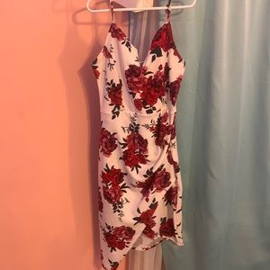 White and red rose dress